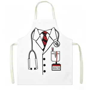 Medical Team Apron, Waterproof Oil-Resistant Polyester, Adjustable Neck Strap, Reusable Cooking Baking Apron, Gift for Doctors Nurses
