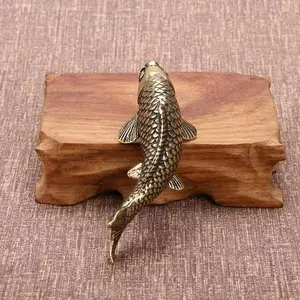 1 Pcs Solid Copper Koi Antique Wealth Gathering Copper Handicraft Tea Pet Simulation Brass Carp Ornament