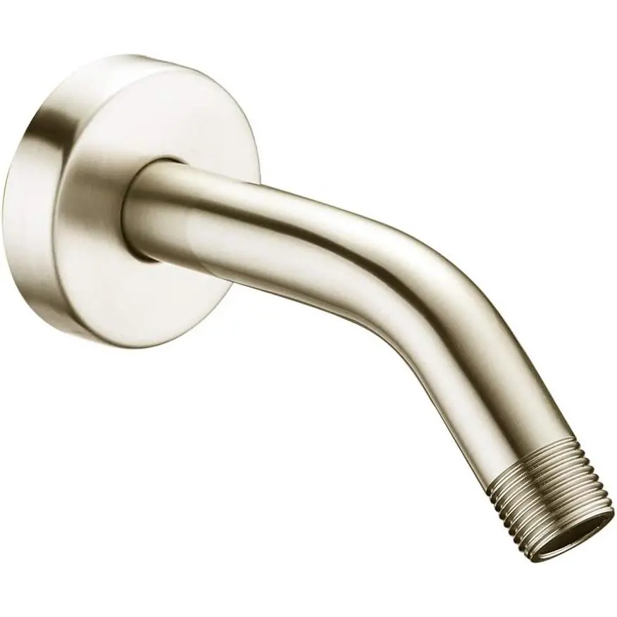 6 Inch Universal Replacement Shower Arm Water Outlet PJ0602, Brushed Nickel Stainless Steel, Shower Arm and Flange Included