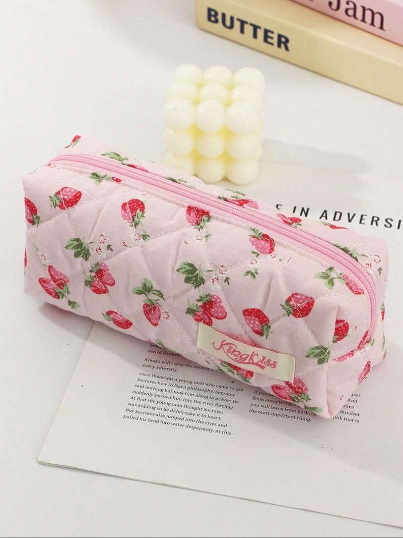Strawberry Pattern Makeup Bag Set, Large Capacity Fluffy Makeup Bag & Toiletries Bag & Makeup Brush Bag, Portable Cosmetic Storage Bag, Makeup Organizer Pouch