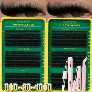 540pcs Lash Extension Kit with Glue, Tweezers, Remover, D Curl 8-16mm, 60D+80D+100D, Home Use, Beginner Friendly DIY Cluster Lash Eyelashes