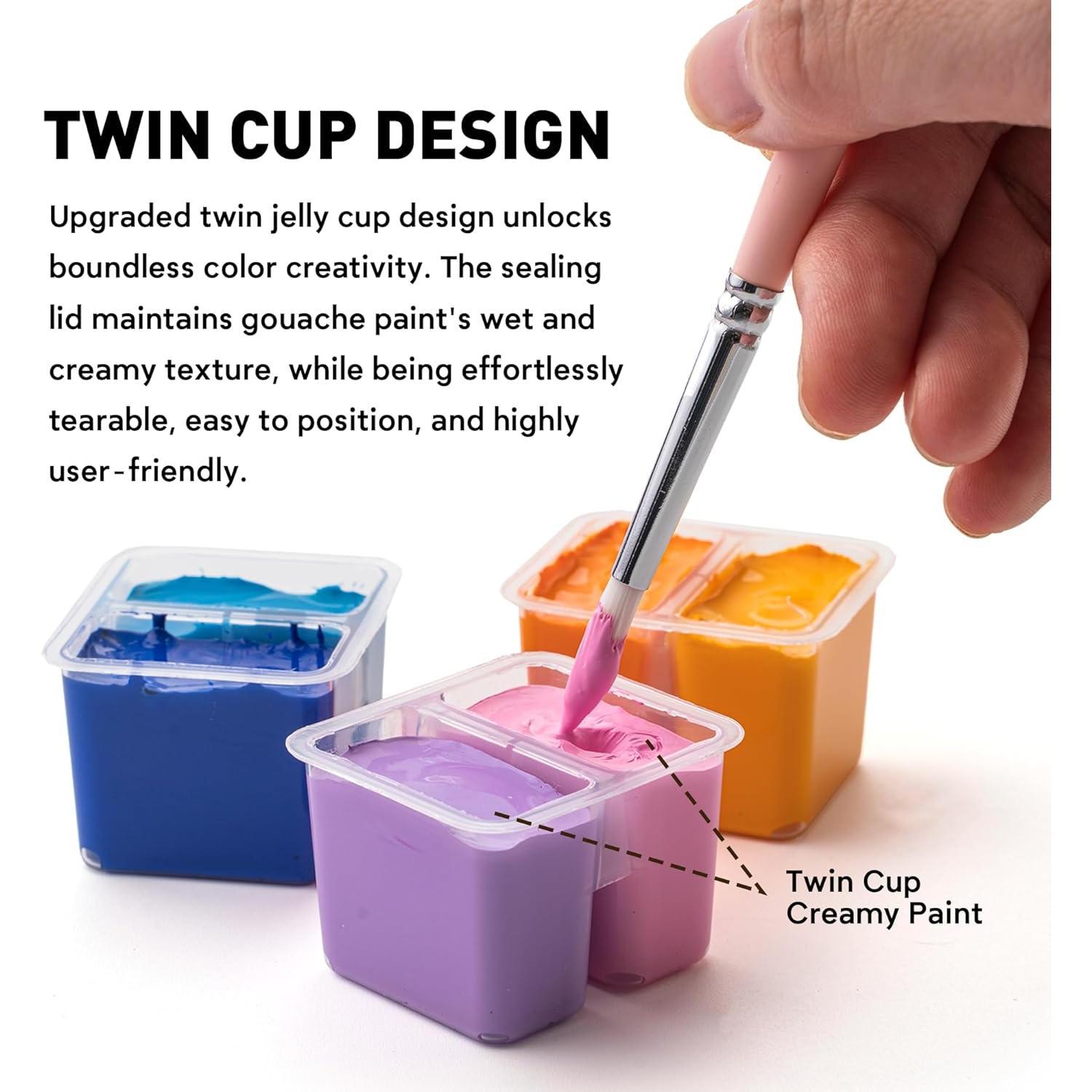 Cup Jelly Gouache  Set, 48 Colors 12g, Jelly Cup Design, Non   for Canvas and Paper, Art Supplies for Professionals (Green Case)