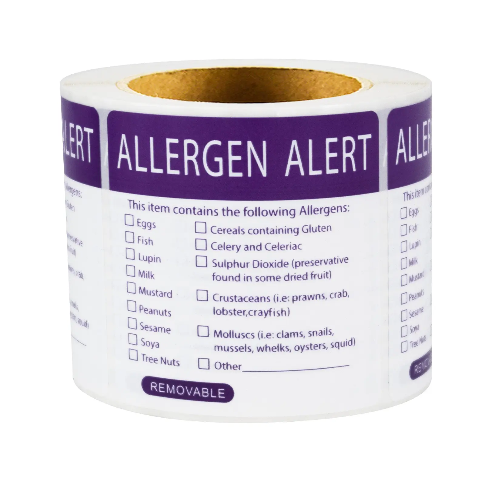 300pcs 2x2in Allergy Warning Square Food Label Stickers, Includes Labels, Multiple Allergen Options, Ideal for Restaurants and Stores, Food Packaging Alerts