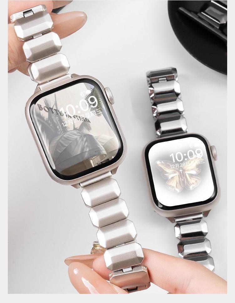 Metal Apple Watch Band with Butterfly Buckle – Sugar Cube Style Women’s & Unisex iWatch Strap for Series 7–10