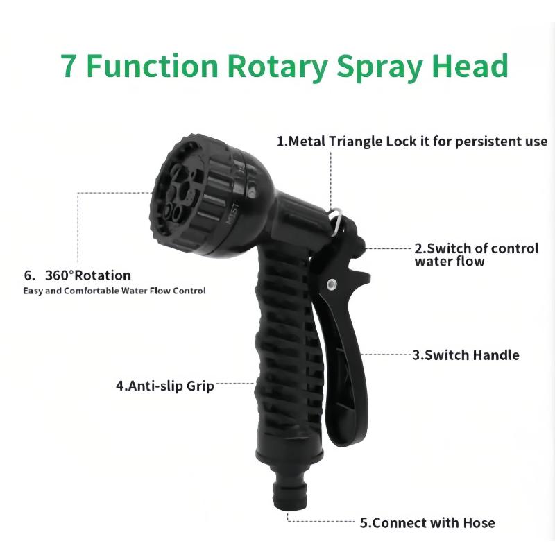 50FT Expandable Garden Hose, Water Pipe Flexible Hose with 7 Function Spray Nozzle for Watering Lawn Yard Garden Car Washing Pet Cleaning Easy Storage