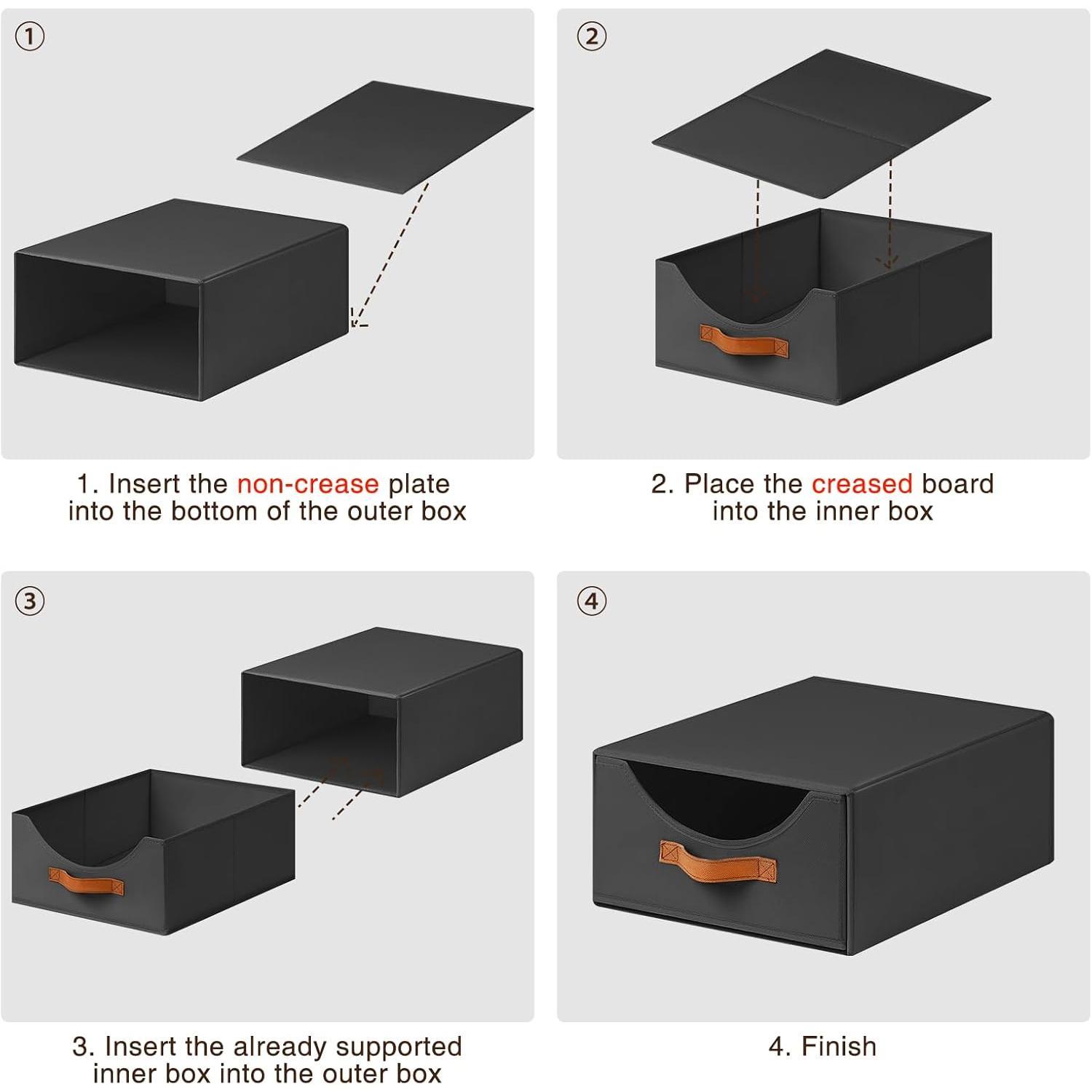 Closet Organizers and Storage - Large Stackable Storage Bins with Drawer, Fabric Bins for Organization, Collapsible Drawer Organizer Clothes for Bedroom, Living Room, 2 Pack, Black