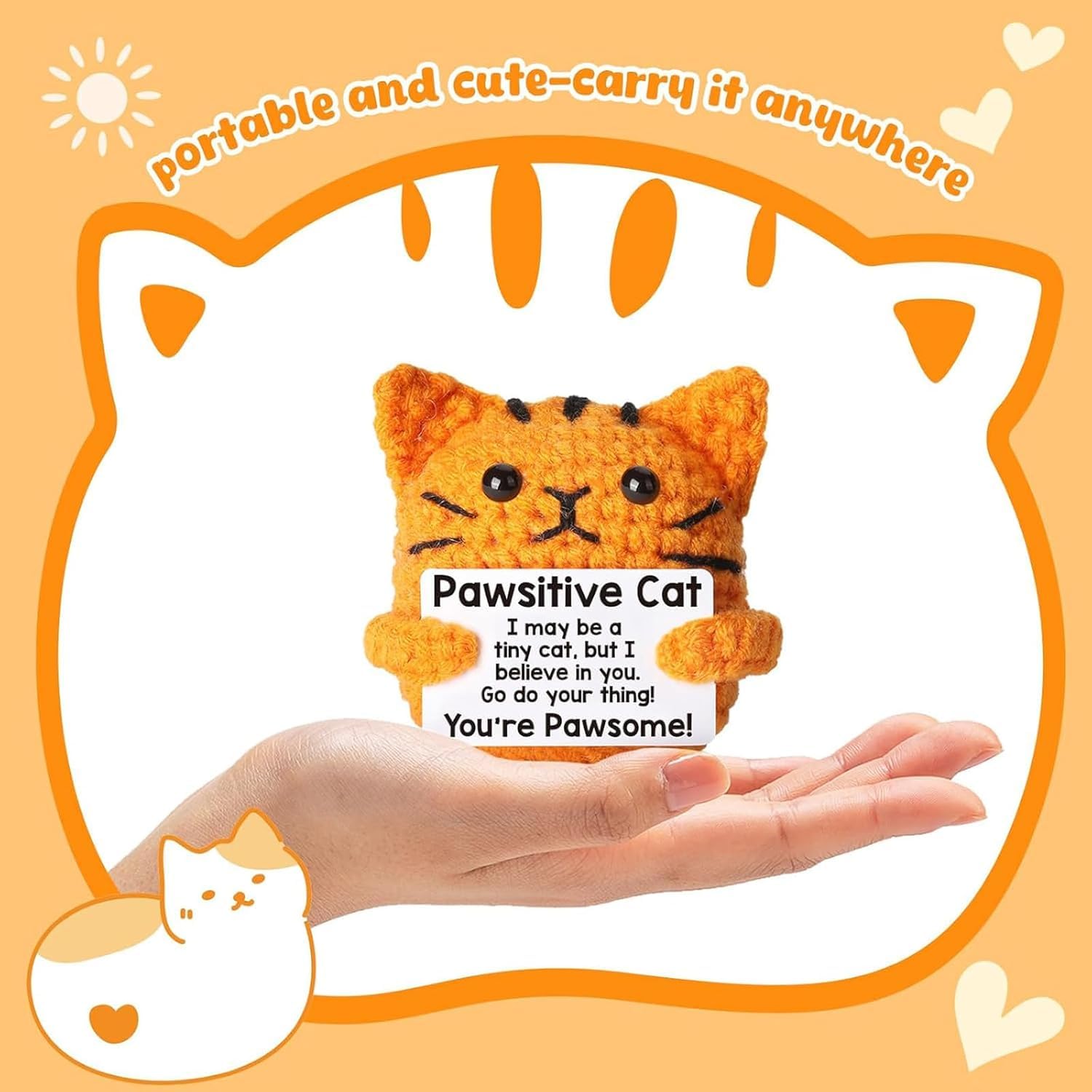 Add a touch of cuteness to your desk with this soft handmade orange cat crochet toy! Exquisitely made with cotton yarn, it’s perfect as a sweet decoration for office and study. A lovely little gift for all ages that brings joy and comfort toyourdaily life