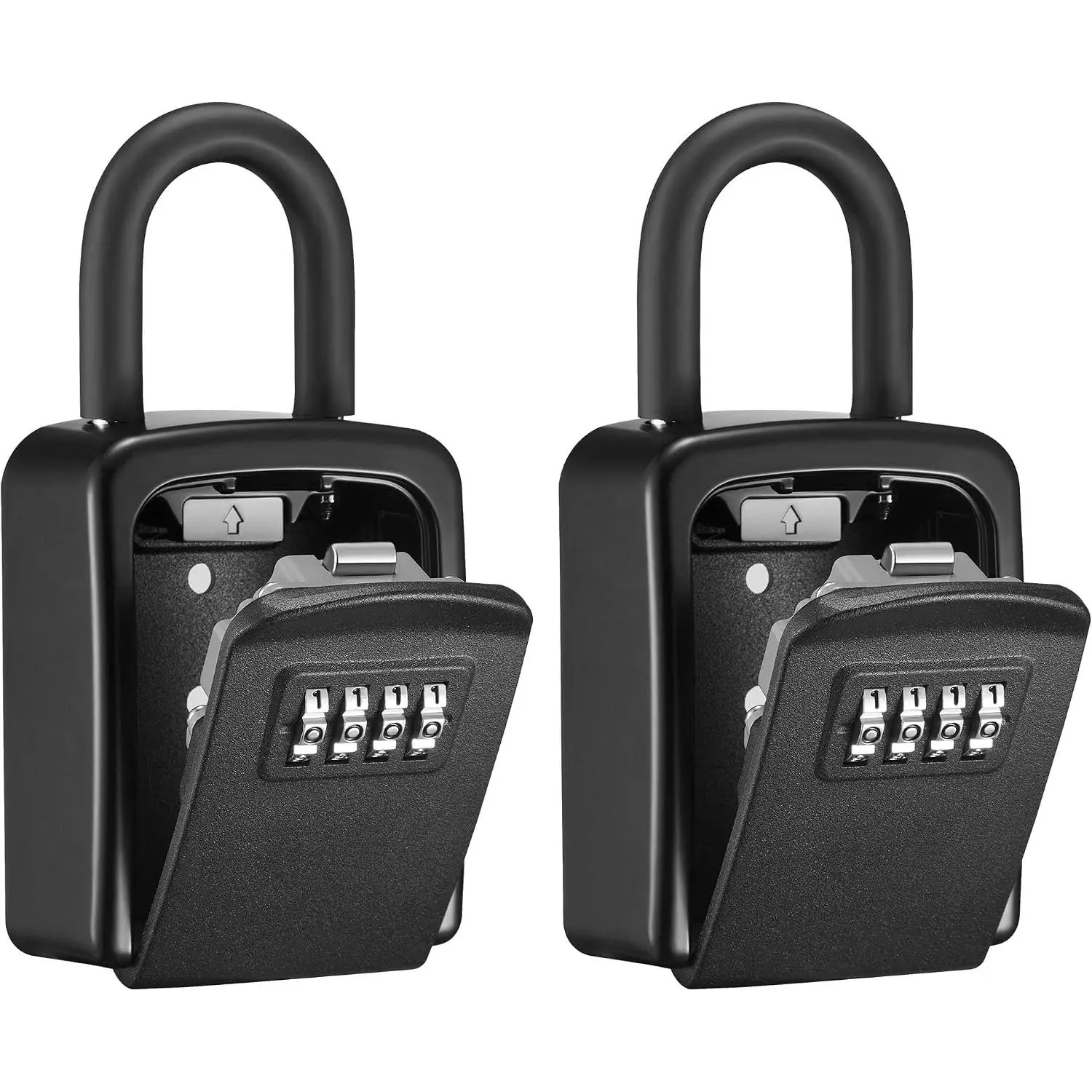 Key Lock Box, 4-Digit Combination Key Storage Lockbox, Portable Wall Mounted  Lockbox with Code for , Flats, Realtors Garage Spare  (2 Pack, Black)