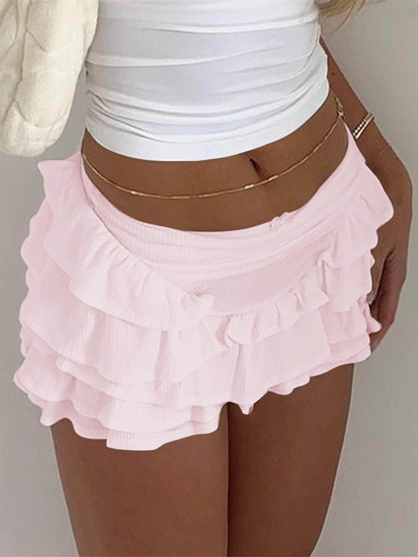 Spring and Summer Y2K Sexy Casual Ruffle High Waist Bow Half Skirt Mini Skirt