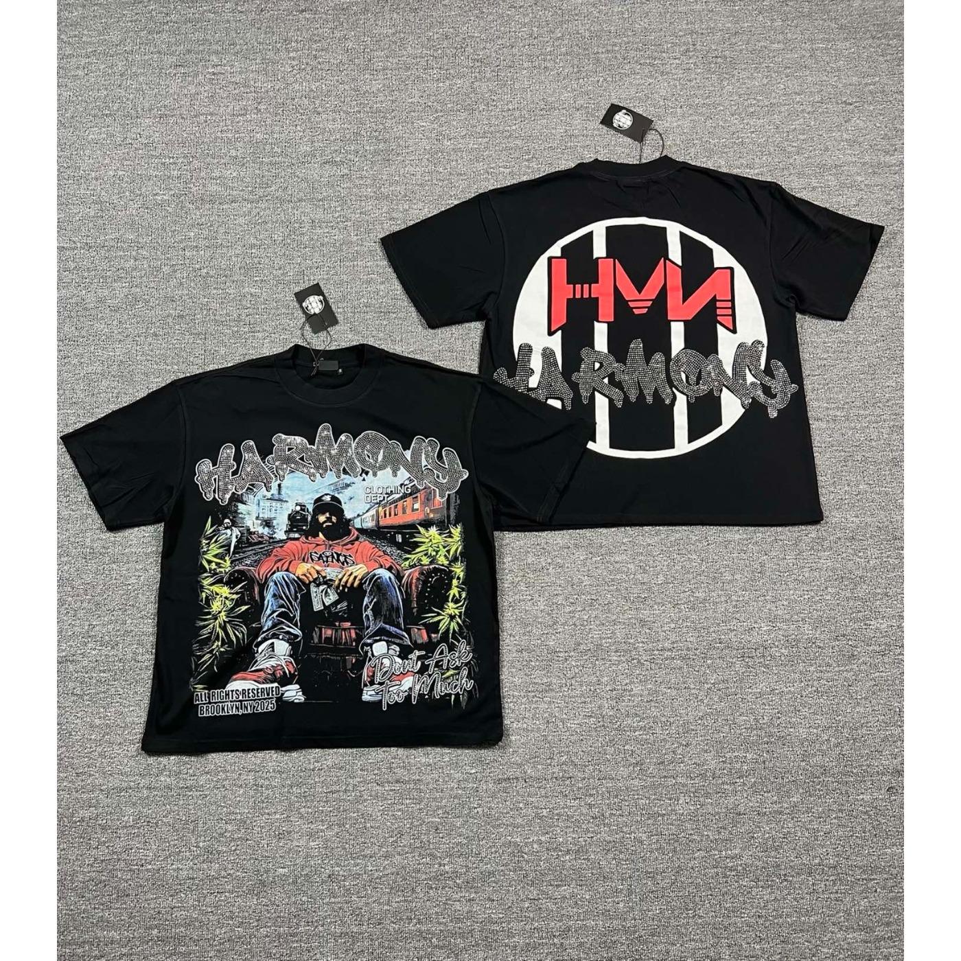 Y2K Vintage Washed Streetwear T-Shirt, Shiny Rhinestone Diamond Graphic, Crew Neck Cotton Oversized Short Sleeve Hip Hop Tee For Men