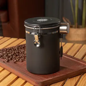 1 PCS 304 Stainless Steel Coffee Storage Jar, Premium Airtight Coffee Canister, Leak-Proof Freshness Keeper for Coffee Lovers, Kitchen Countertop Decor