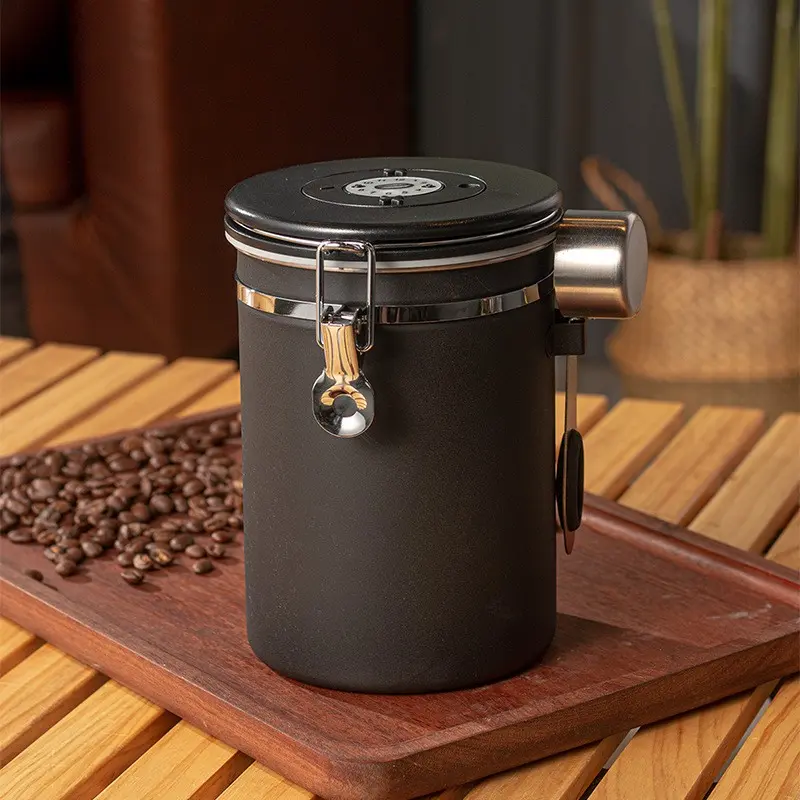 1 PCS 304 Stainless Steel Coffee Storage Jar, Premium Airtight Leakproof Coffee Canister, Freshness Keeper for Coffee Lovers, Kitchen Countertop Decor