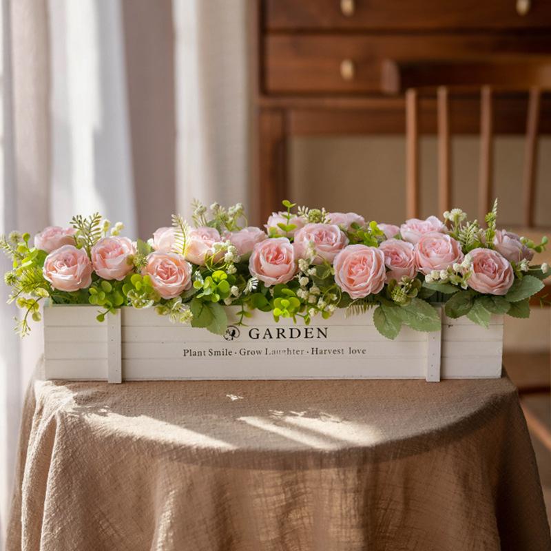 Fence Greenery with Flower Planter, Window Sill & Corner Decorative Privacy Screen Pot garden roses White Babys Breath Bouquet