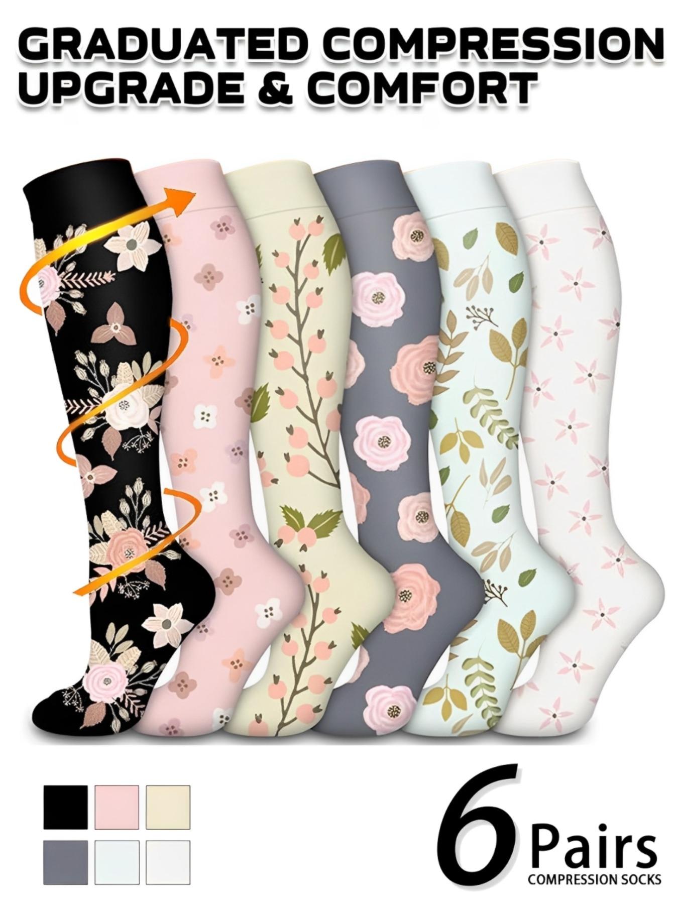 Unisex's Colorful Compression Socks, Sports Socks for Running, Nurses, Pregnant Women, Sports Socks for Improving Blood Circulation, Polyester Athletic Socks