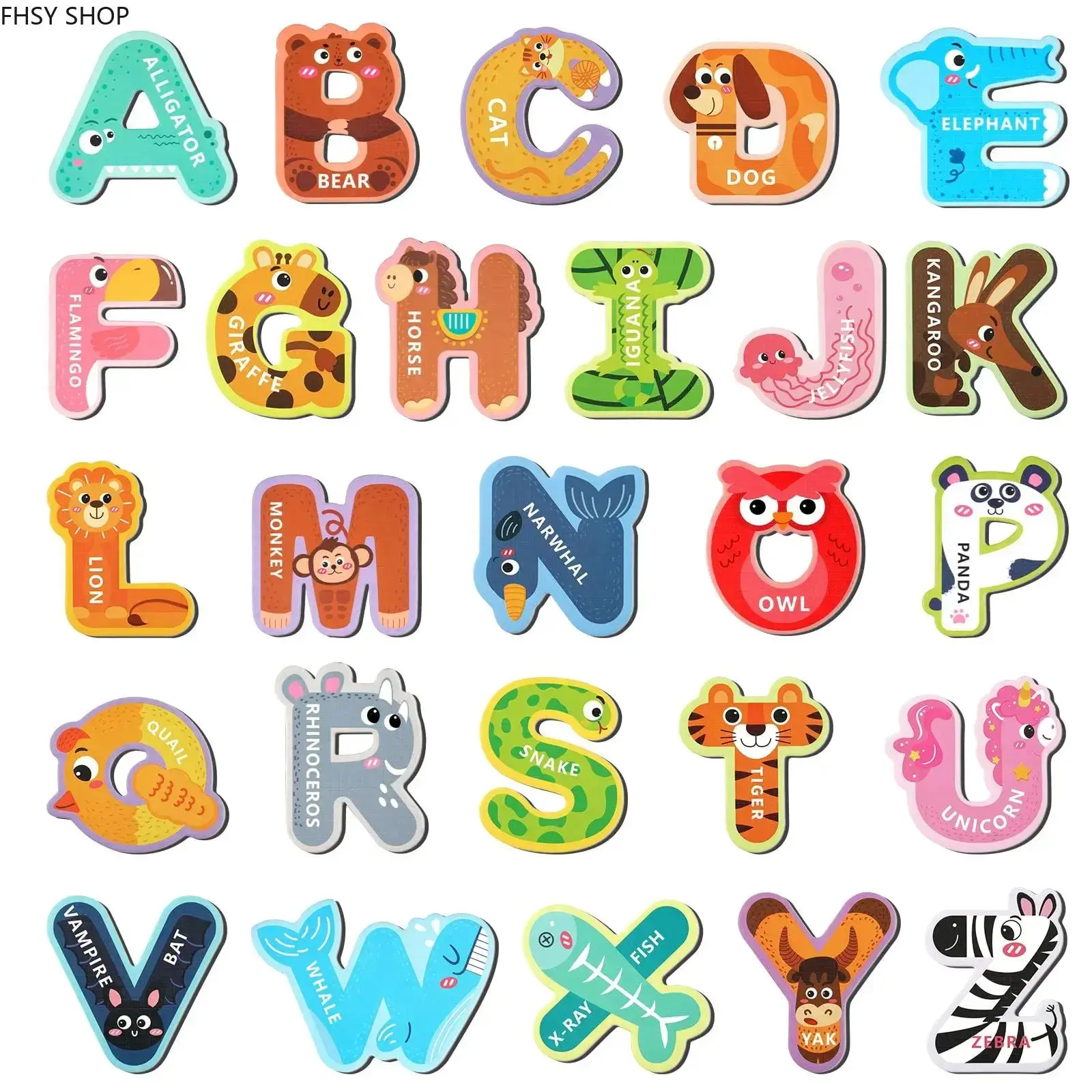 Cute Vegetable-Themed Magnets for Toddlers, Colorful ABC Uppercase Animal Letters with Detachable Strong Magnets, Thick EVA Educational Refrigerator Decor Gift for Kids Ages 3-5
