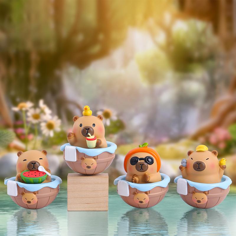 Capybara Shake-Free Series Blind Box Capybara Figurine Stress Relief Healing Desktop Ornament Doll for Women