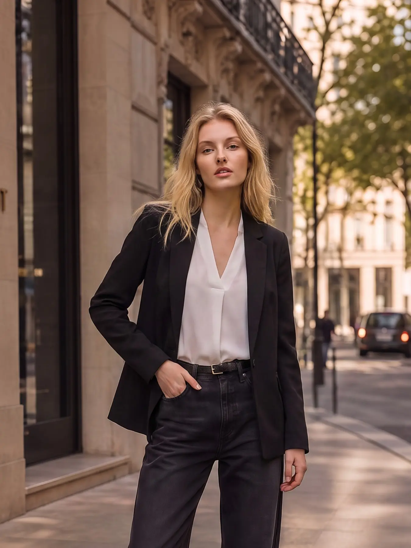 Women's Blazer Jacket, Solid Color, Long Sleeve, Open Front, Midi Length, Slim Fit, Casual Office Outerwear, Spring & Fall, Daily Wear, Everyday