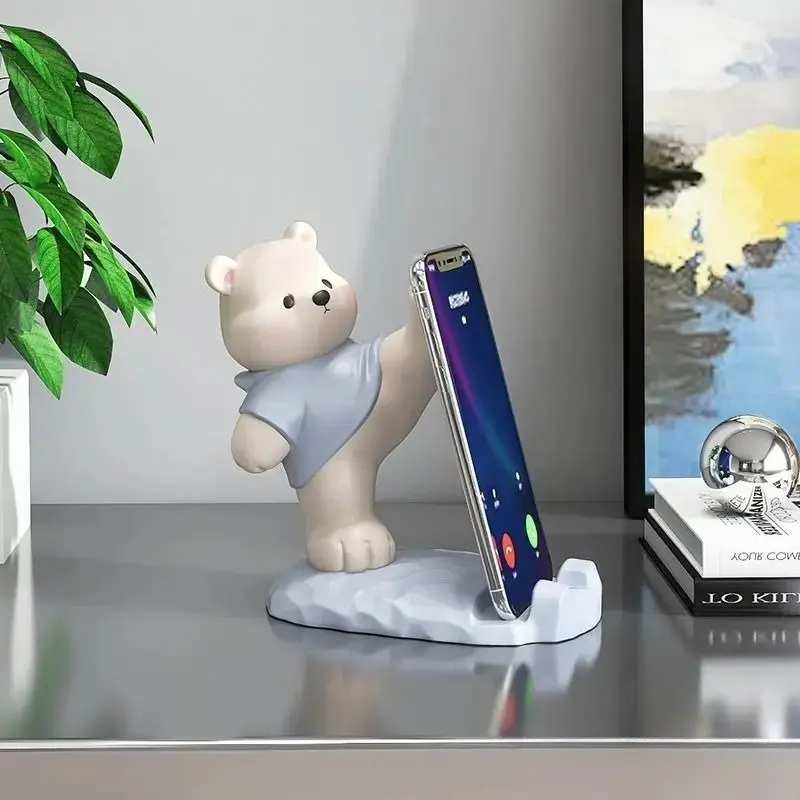 Cute Bear Phone Stand, Adjustable Desktop Cell Phone Holder with Stable Base, Hands-Free Viewing Stand for Home, Office, Study Desk, Kitchen Counter & Daily Entertainment sohochic
