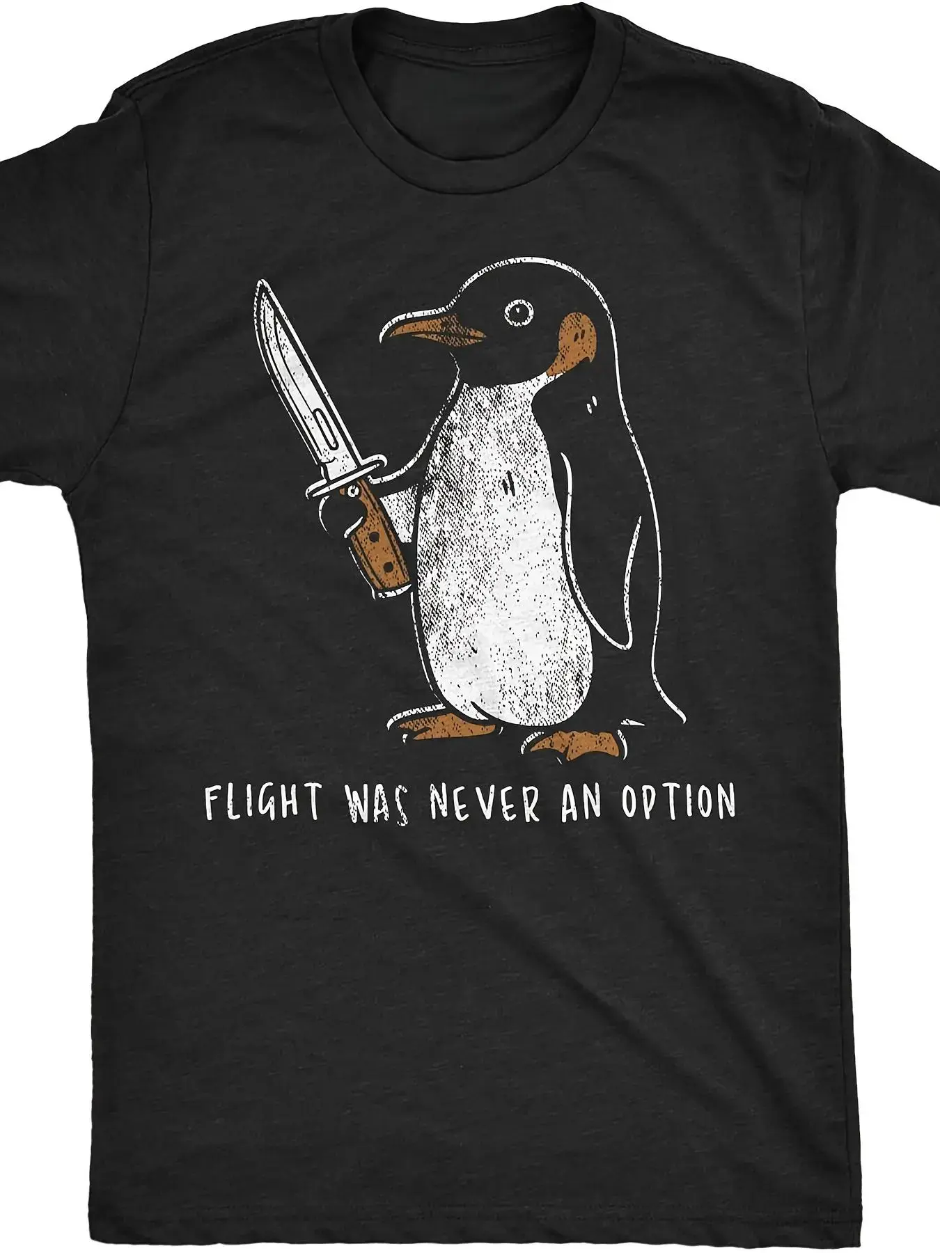 Mens Sarcastic Penguin Graphic Novelty Tee|   Flight was Never an Option, Relaxed Fit, Short Sleeve, Casual, Breathable, Soft, Summer Spring Fall Essential - Unique Gift Idea for Men,