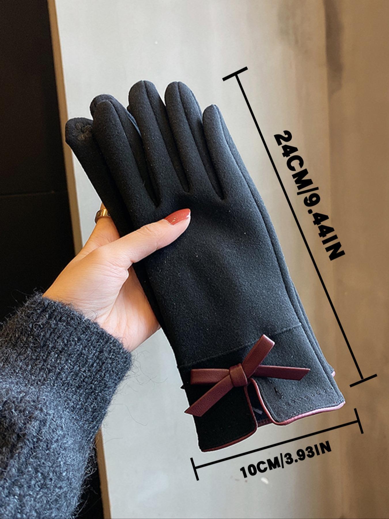 Women's Elegant Bowknot Decorated Textured Gloves, Casual Trendy Warm Modern Gloves for Fall & Winter, Fashionable Gloves for Women & Girls for Daily Use