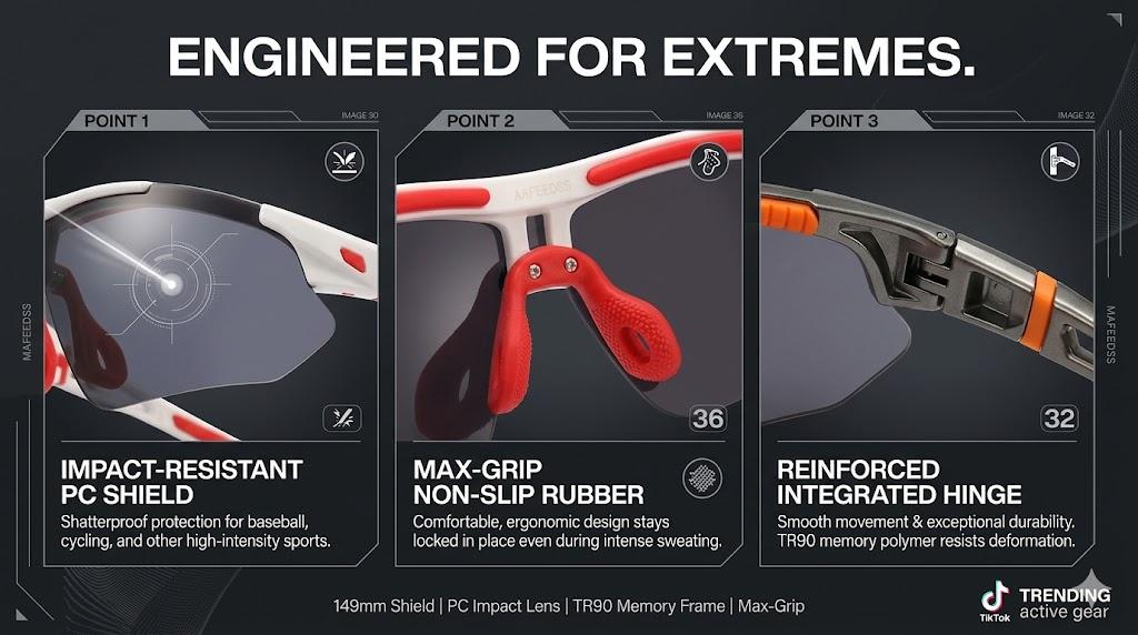 Ultimate Wraparound Sports Sunglasses for Men & Women |   Y2K Shield Shades for Cycling, Running & Baseball |   Anti-Slip TR90 Frame & UV400 PC Lens