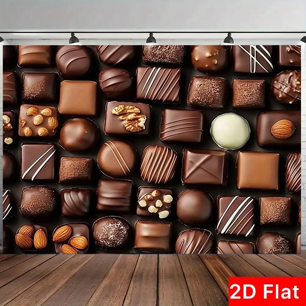 Chocolate Factory Theme Background Cloth, Durable Polyester Photography Backdrop, Ideal for Birthdays, Weddings, Parties, Holiday Decorations