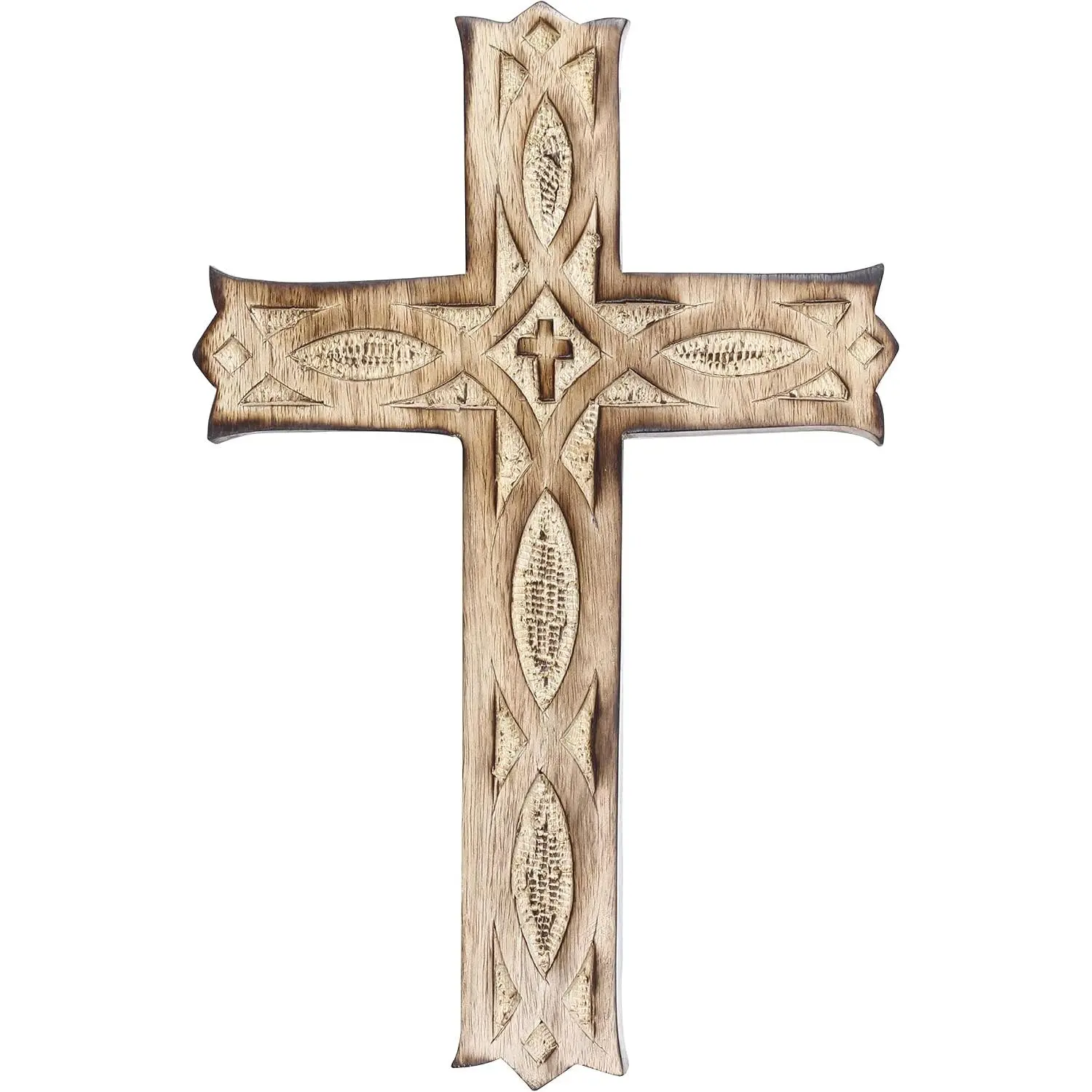 Wooden Wall  Plaque 9" Long  with Hand Carvings Religious   Living Room Decor
