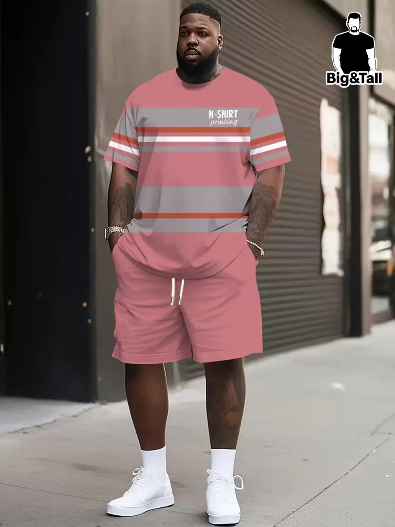 Men's Casual Sportswear Set Athleisure Style Athletic Fashion Activewear Athletic Sportswear Breathable Outdoor Leisure T-Shirt Half Pants Summer Sports Clothes 3D Print Large Size Adult Men's Clothing Athleisure Street Fit