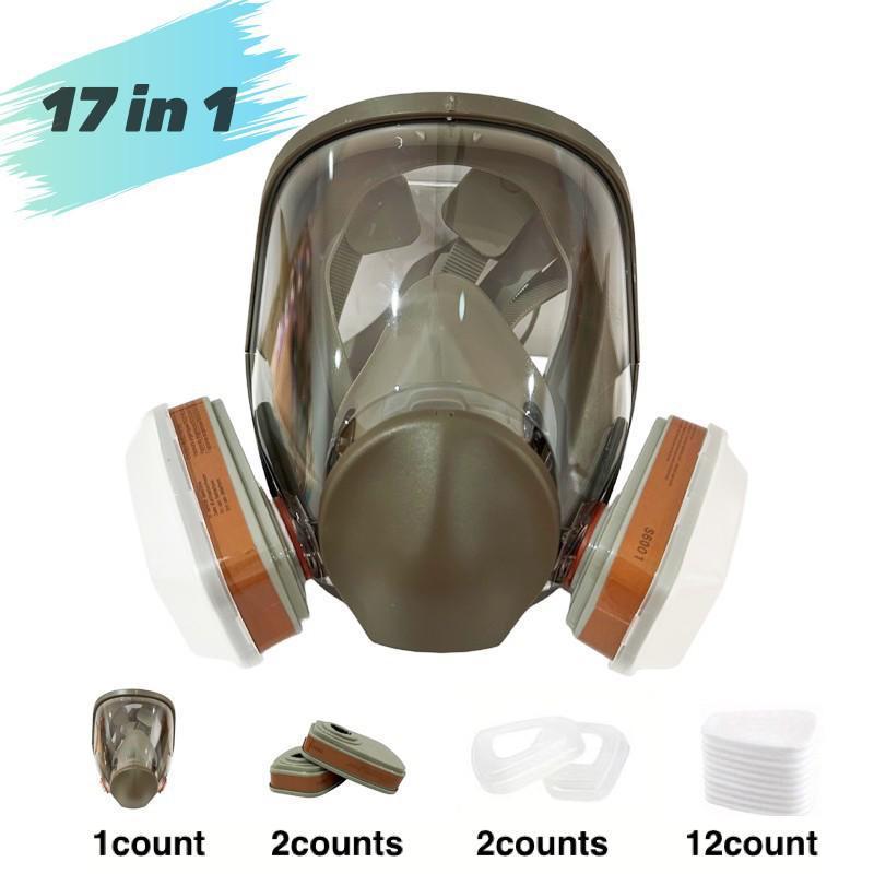 Reusable Full Face Mask with Filter, 17 in 1 Full Face Mask, Dustproof Gas Mask Suitable for Painting, Woodworking, Construction, Grinding, Chemical, Dustproof Gasproof Mask