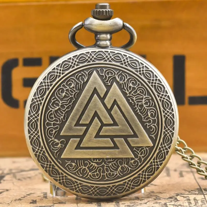 Retro Charm Neutral Fashion Viking Style Carving Quartz Steampunk Pocket Watch Men's and Women's Necklace Pendant Gift