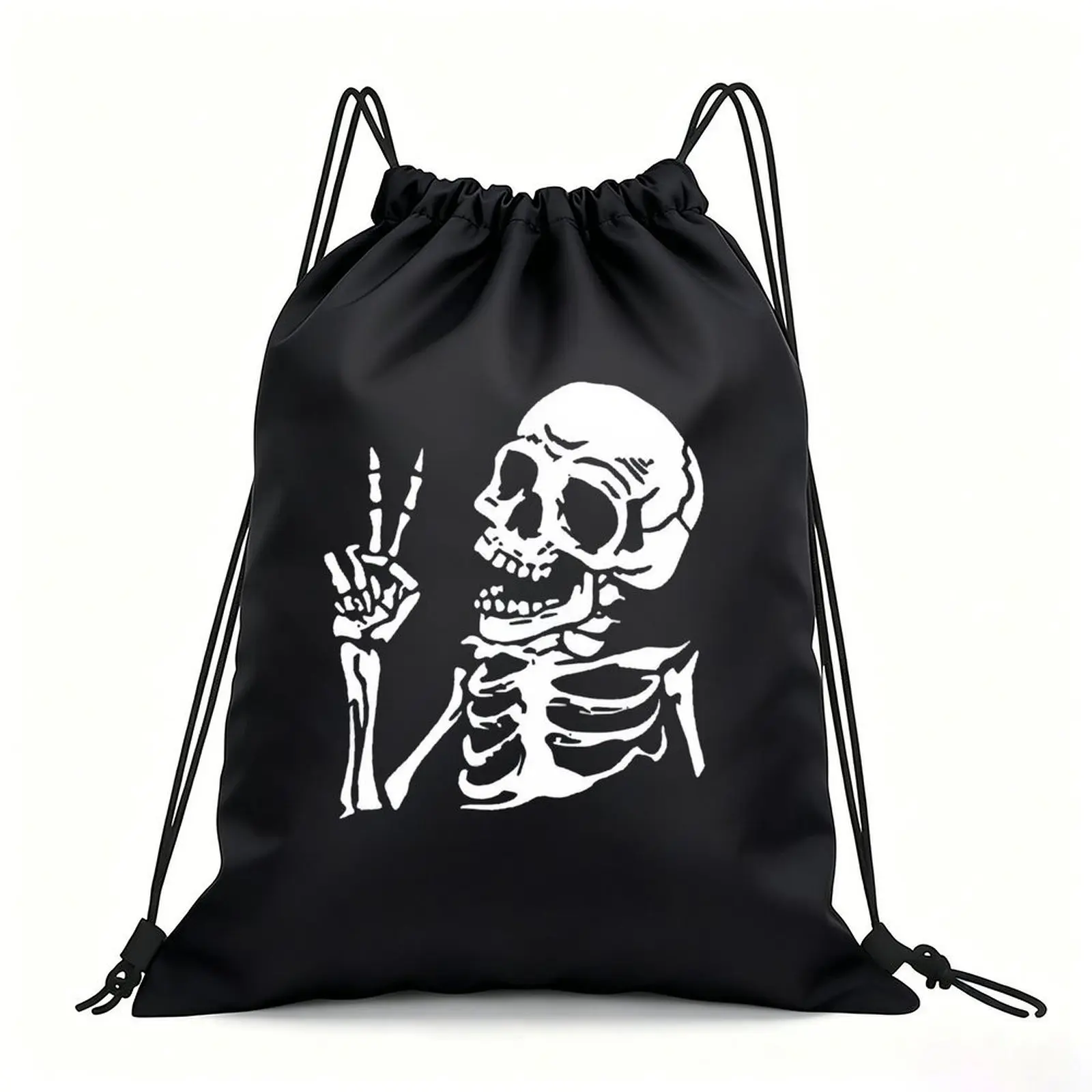 Portable Drawstring Sack Bag with Custom Graphic Print, Waterproof Polyester String Backpack for Gym Workout Swimming Hiking