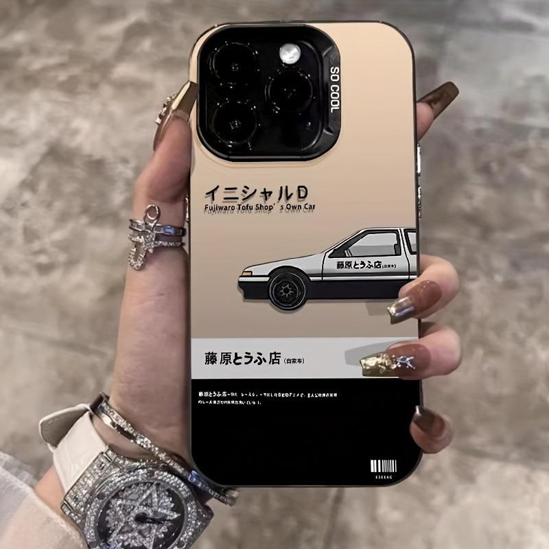 iPhone Case Black Base with Classic Initial D and Minimalist Anime Text for iPhone 17 16 15 14 13 12 11 PRO MAX PLUS AIR and 16E AIR XR XS MAX 7 8 Plus Series