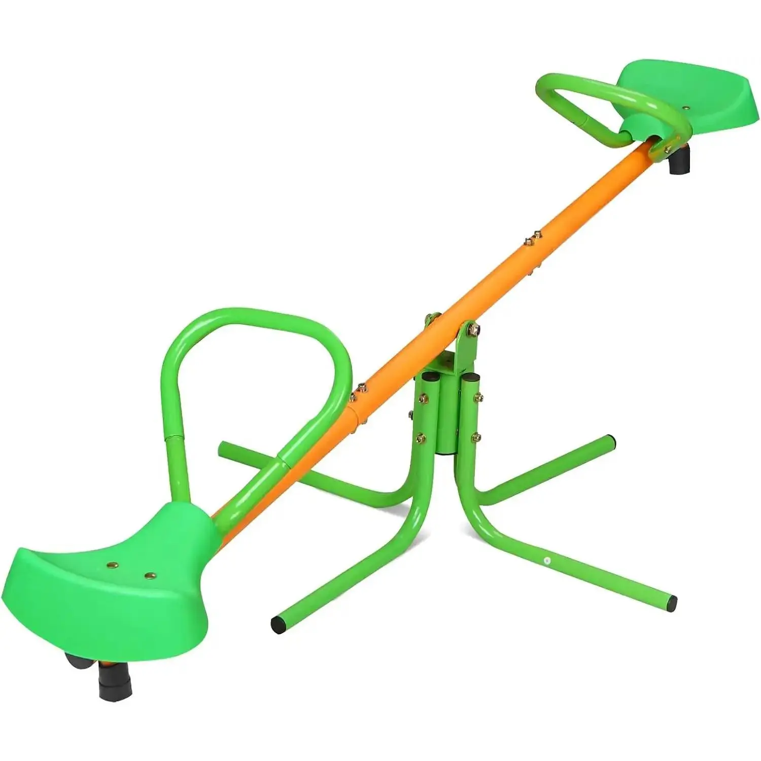 Heavy Duty 360-Degree Rotating Metal Seesaw Sit and Spin Teeter Totter, Unisex Kids Balance Outdoor Play Equipment, Backyard Playground Playset, Safe Playground Gear