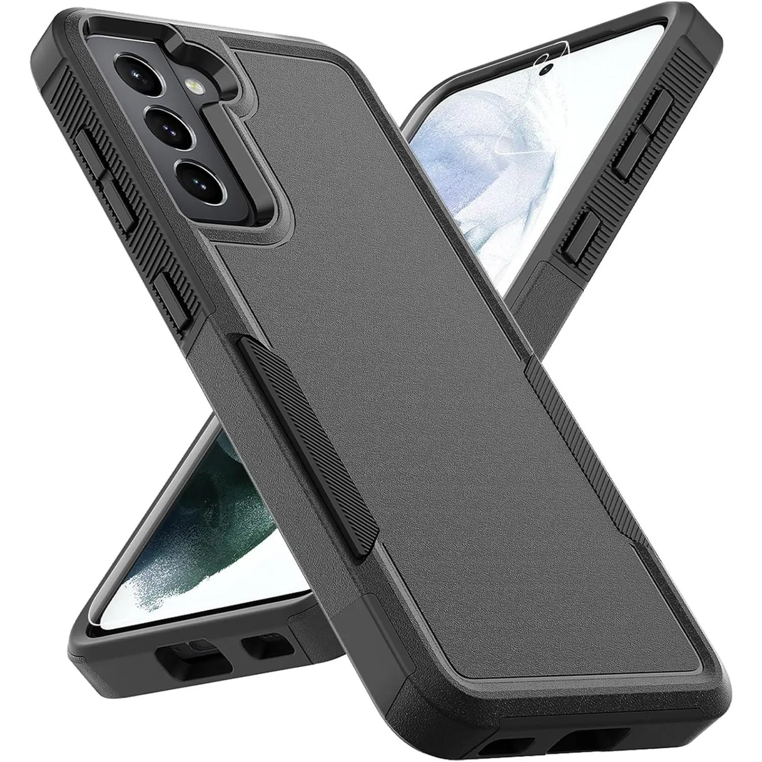 Samsung Galaxy S21 5G (2021, 6.2 in, SM-G991B) Dual-Layer Heavy-Duty TPU+PC Phone Case Accessories - Shockproof, Rugged, Military Protection Bumper, Slim Fit, Wireless-Compatible with Screen Protector, Black
