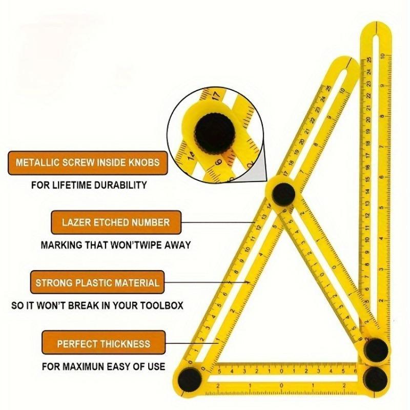Multipurpose Folding Ruler, Portable Plastic Measuring Tool, Multifunctional Measuring Tool for Layout, Woodworking & Floor Installation