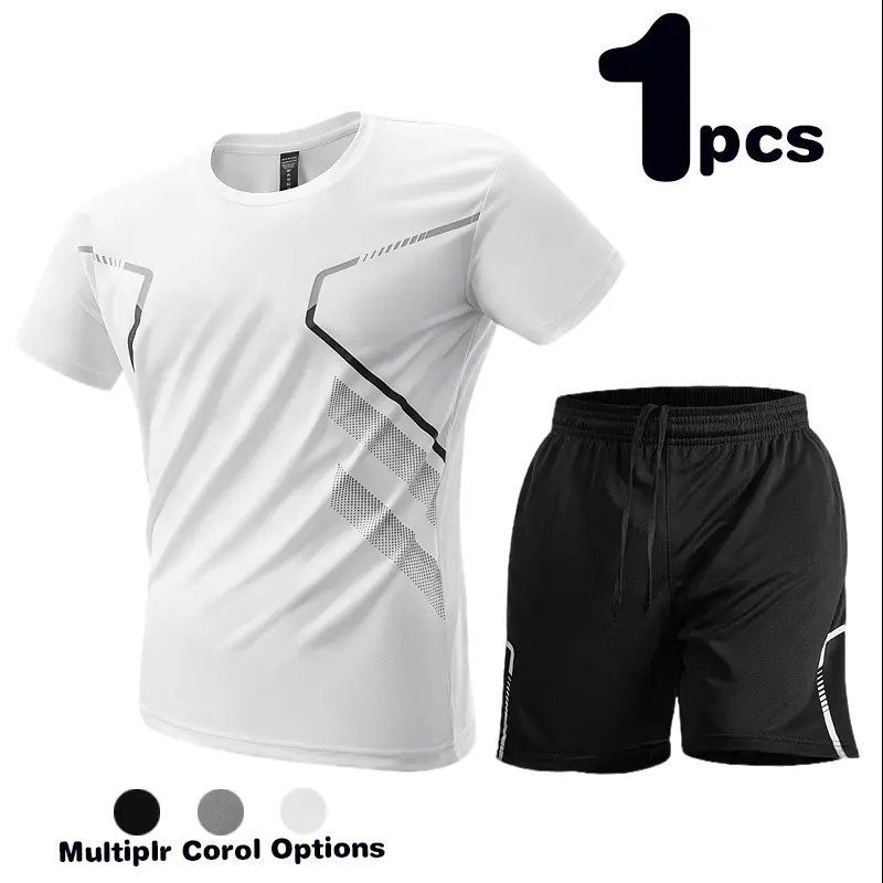 Couple set short sleeved T-shirt set summer quick drying ice silk fashionable running outdoor walking shorts set T-shirt cropped pants set basketball suit