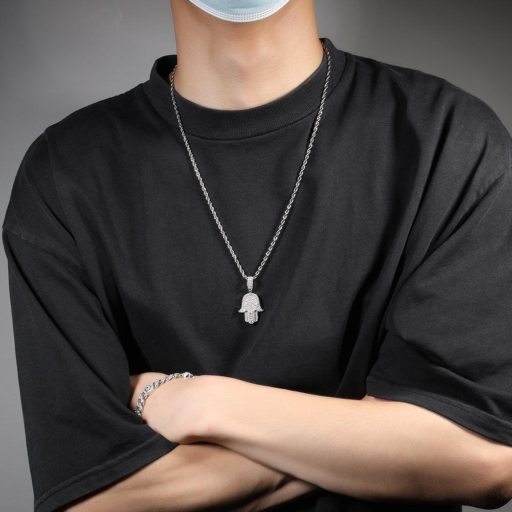 [ICE HUE]18K Gold Vacuum Plated Copper with 5A+ Sri Lanka Zircon Hamsa Hand Design Pendant With Necklace Miami Italy Mexico & Micro Inspired for Women & Men Luxury Jewelry,Daily Wear,Casual Fashion,Gift Idea,Chicano,Classic,Hip Hop,Simple,Sporty Style