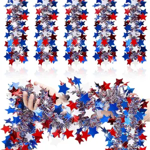 2 Pcs 80 Feet 4th of July Tinsel Garland Decoration Red White Blue Glitter Garland 250th Anniversary Patriotic Metallic Tinsel for Parade Float Golf Cart Car Bike Independence Day Holiday Decorfidget toys