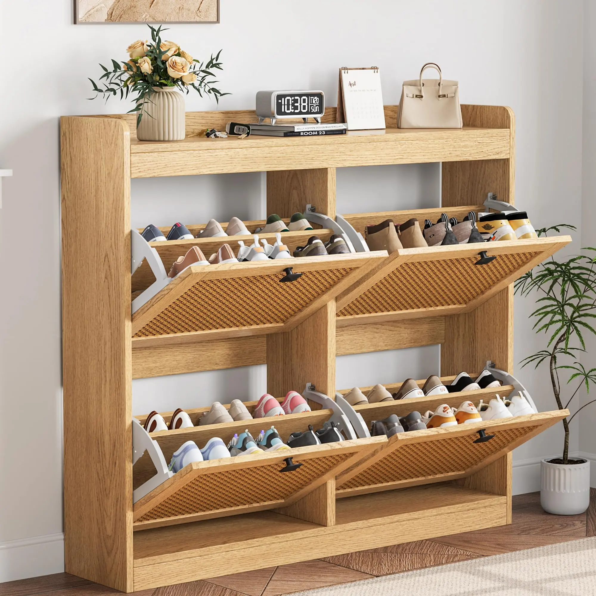 Garvee Shoe Cabinet with 4 Flip Drawers