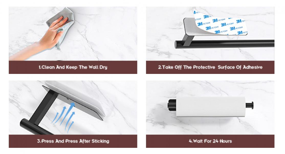 Paper Towel Holder Under Cabinet No Drilling, Self Adhesive Paper Towel Holder Wall Mount for Kitchen,RV, Matte Black Paper Towel Holder 304 Stainless Steel, Under Cabinet Paper Towel Holder kitchen  gadgets