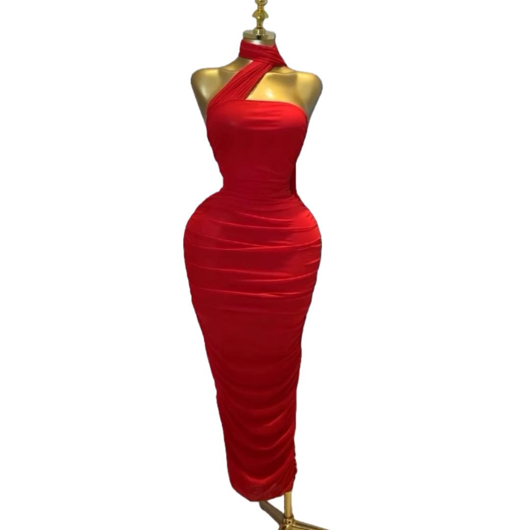 2026 Long Skirt with Pleated Ribbons, Sleeveless Strapless Dress, Elegant and Fashionable Women's Dress