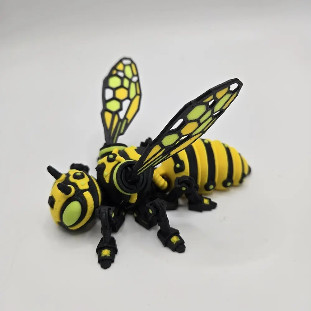 2pcs/set 3D Printed Bee Model Figurines, Mechanical Wind-Up Insect Figurine, Cyber Mechanical Insect Figurine, Movable Details, Creative Figurine, Interesting Figurine, Technological Insect Decoration, Table Decoration, Parent-Child Interactive