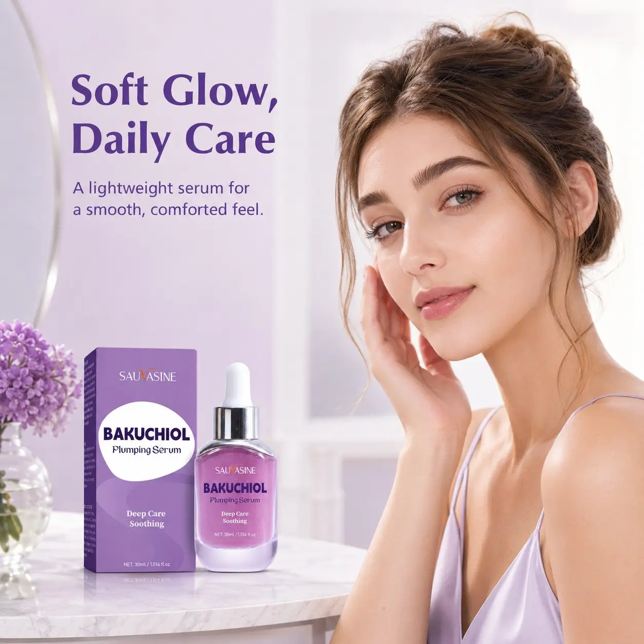 Bakuchiol Facial Serum for Dry Skin, Deeply Moisturizing with Niacinamide & Ceramide, Ideal for All Skin Types, Unisex Adult Skincare, Perfect Gift