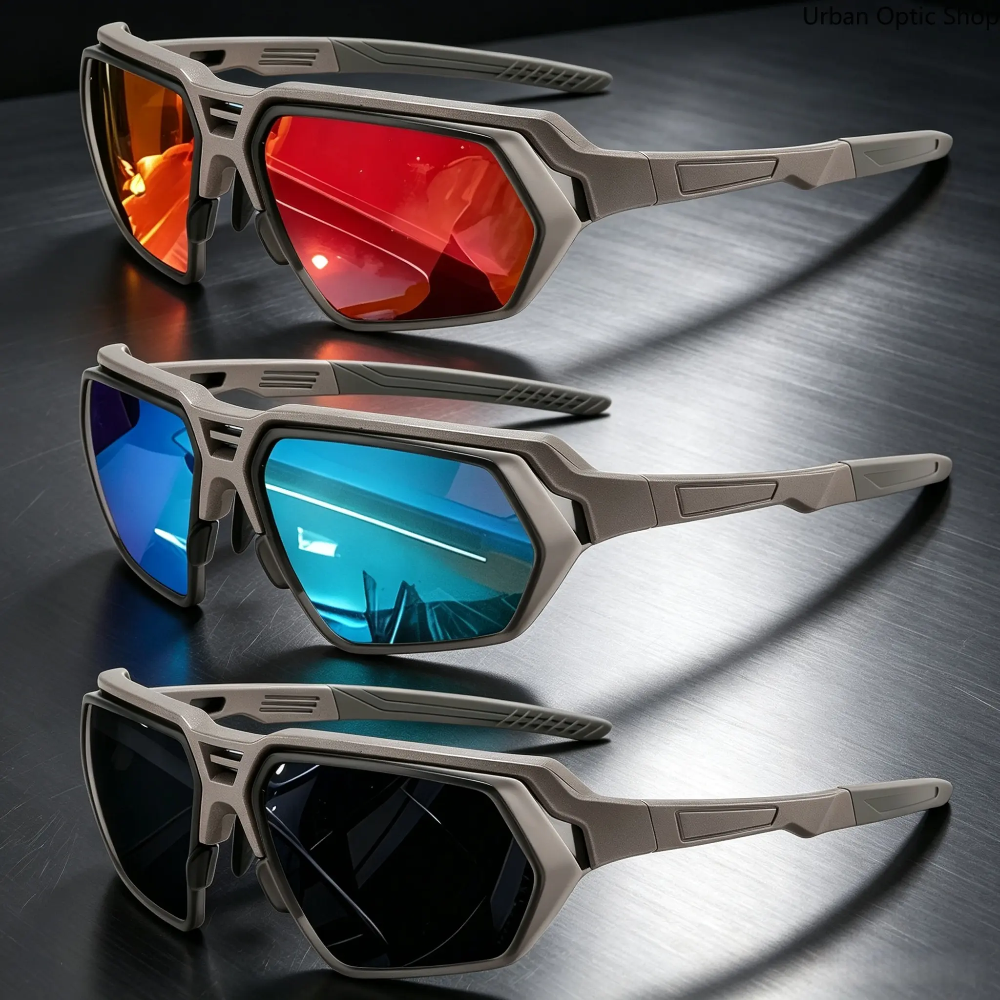 XUH 3-Pack Unisex Tactical Nylon TR90 Sunglasses - Grey Frame, Mirrored Lenses, Durable Outdoor Eyewear for Drivers, Hikers, Men's Sunglasses, Tactical Fit, Outdoor Sports, Sports Eyeglasses