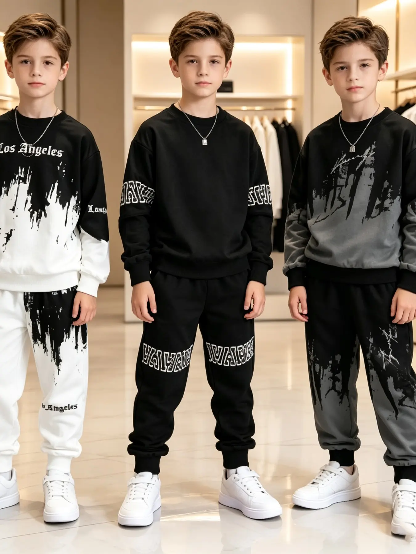 Boys' Crown Embroidered Striped Sweatshirt and Pants Set, Casual Fall Winter, Perfect for School, Play, and Leisure