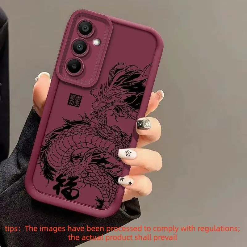 Suitable for Samsung Galaxy A26, A54, A53, A15, A51, A55, A16 4G/5G - Chinese Dragon Pattern Sky Eye Ladder Lens Full Coverage Case with Anti-Slip, Shockproof, Protective Design, Soft Cover Compatible with A33, A35