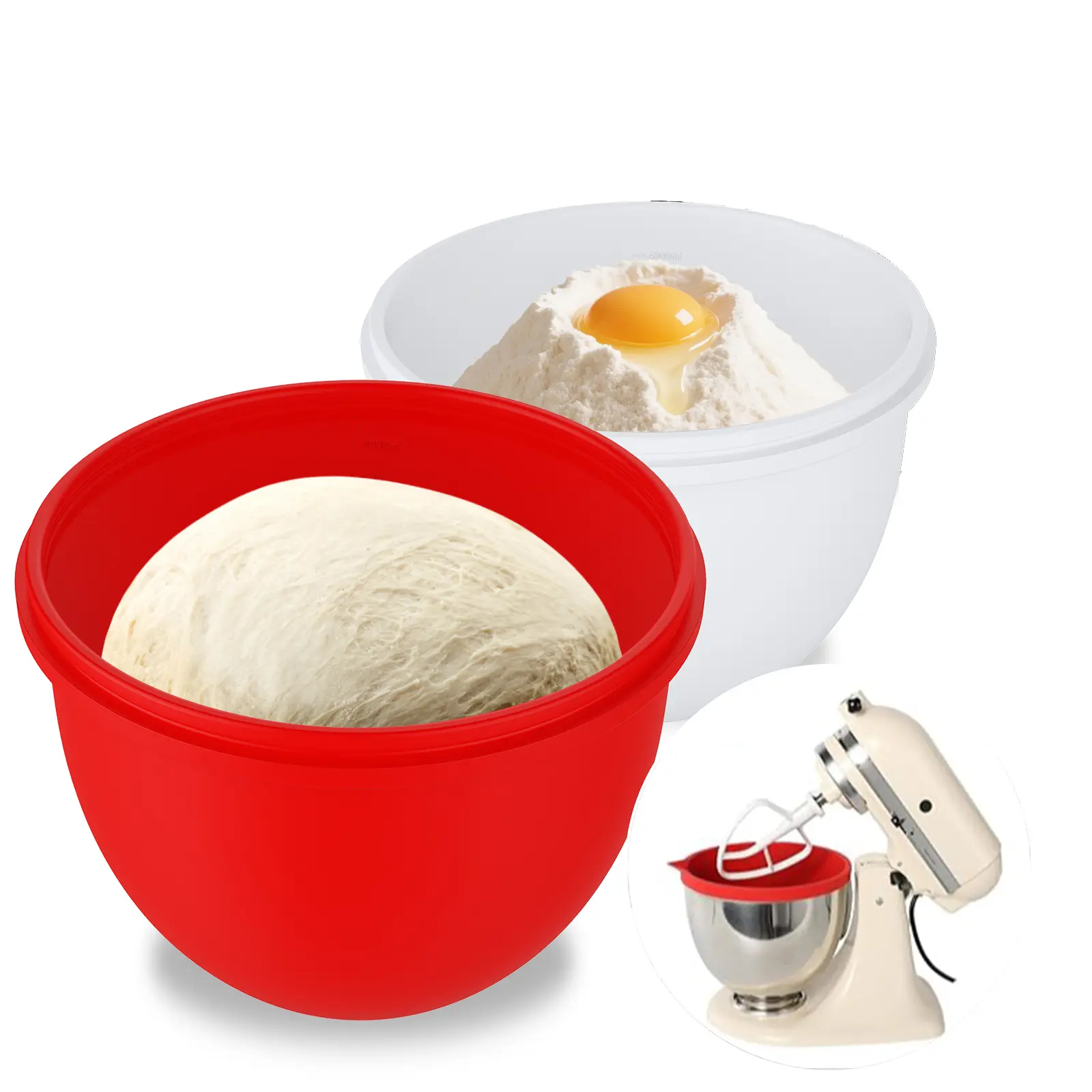 5 Qt Silicone Bowl Liners with Lids for Kitchenaid Mixer, 2-Pack Extra-Thick 2mm Kitchenaid silicone bowl insert for Kitchenaid, Precision Fit for Tilt-Head, Quick Replacement & Easy Clean