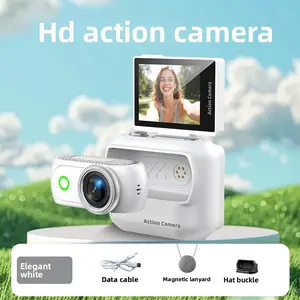 Small portable vlogging camera, magnetic wearable action camera, camera, hands-free shooting, shooting from a pet's perspective, lightweight action camera, designed specifically for YouTube, pocket camera
