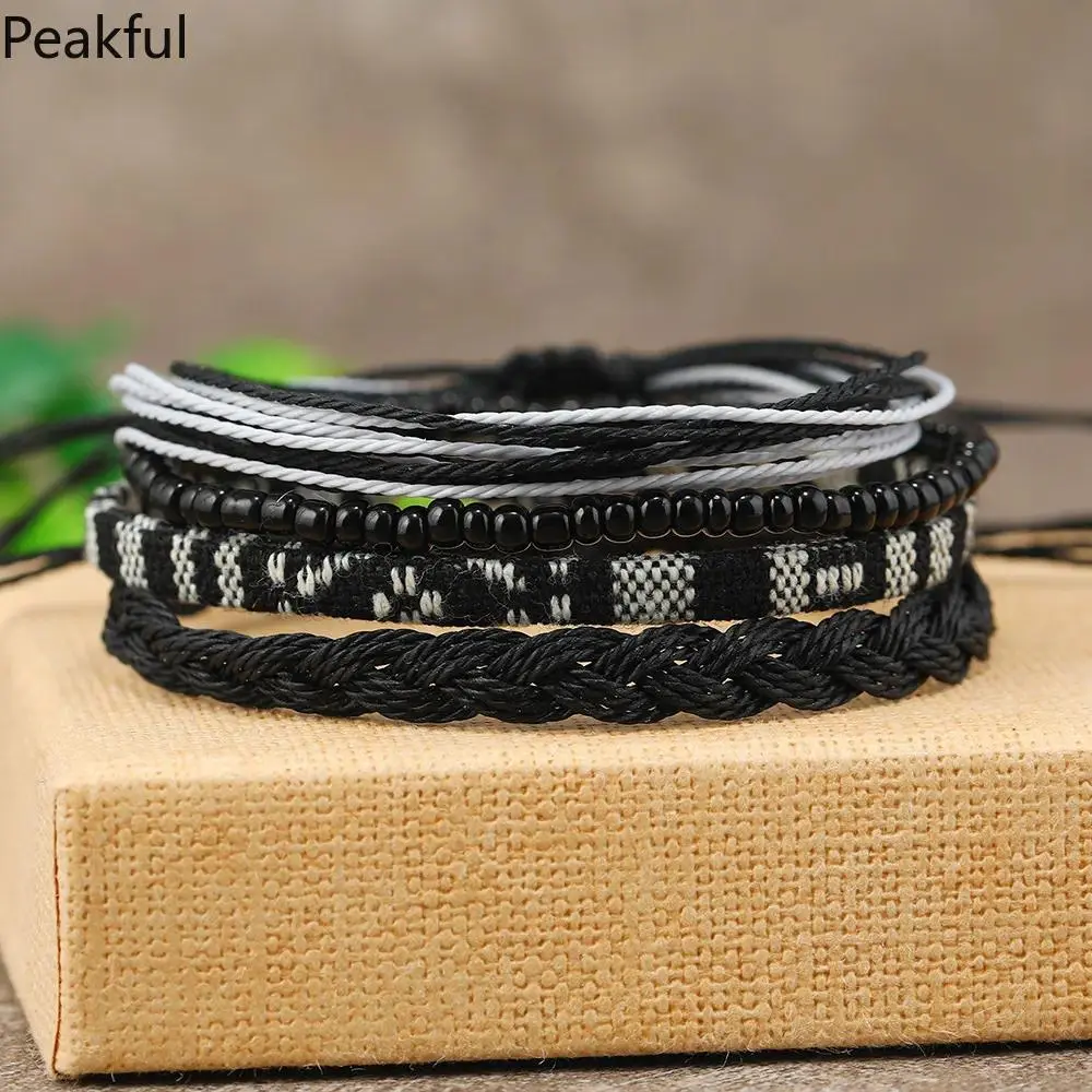 4/24 Pcs Boho Surfer Friendship Bracelets & Anklets for Women & Men, Colorful Braided String Set, Waterproof & Adjustable for Summer Beach