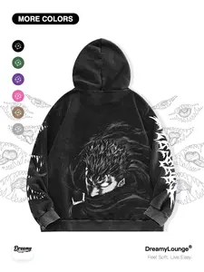 DreamyLounge Vintage Washed Graphic Hoodie, Loose Fit Cotton Blend, Breathable Casual Sweatshirt, Perfect for Outdoor & Home Wear, Comfortable Pullover Top